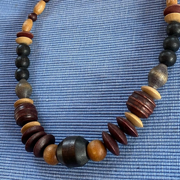 Necklace - Wooden Single Strand Beads - Picture 2 of 8